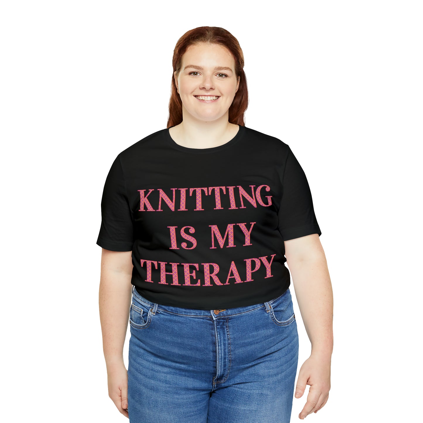 Knitting Is My Therapy- Adult, Regular Fit, Soft Cotton T-shirt
