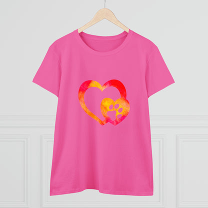 Art, Colorful, Love, Dog Paw- Adult, Semi-fitted, T-shirt