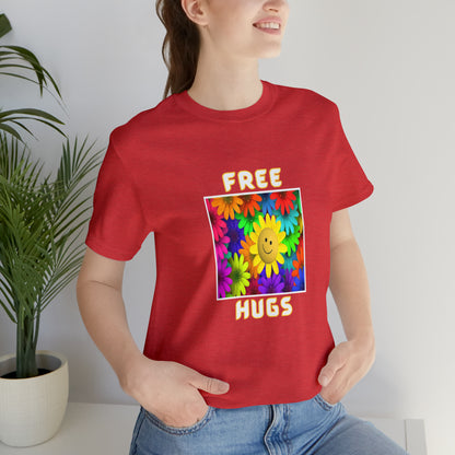 Positive, Art, Colorful, Nature, Flowers, Free Hugs- Adult, Regular Fit, Soft Cotton,  T-shirt
