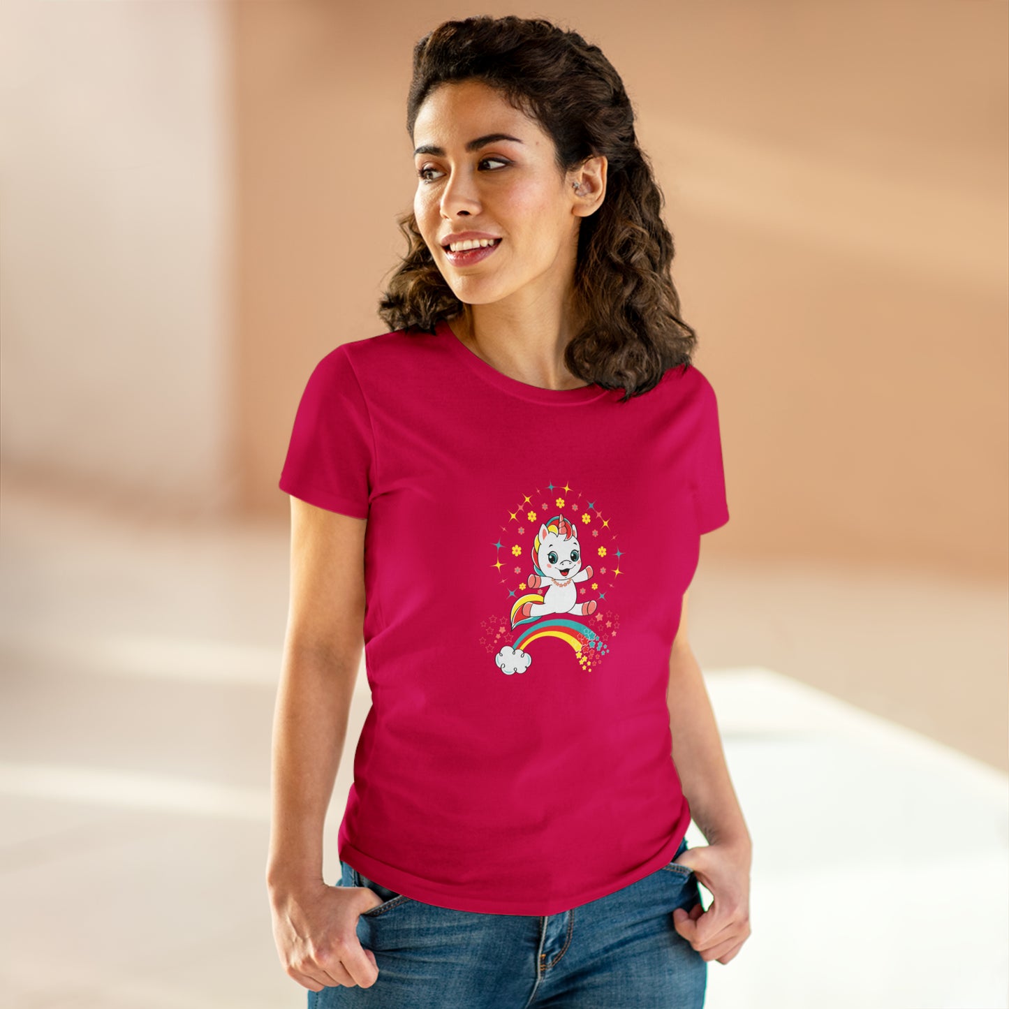 Fantasy, Unicorn, Positive, Things, Rainbow- Adult, Semi-fitted T-shirt