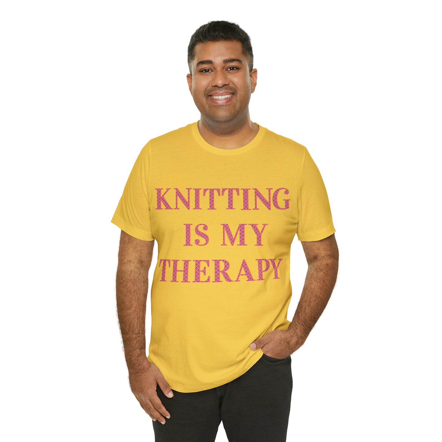Knitting Is My Therapy- Adult, Regular Fit, Soft Cotton T-shirt