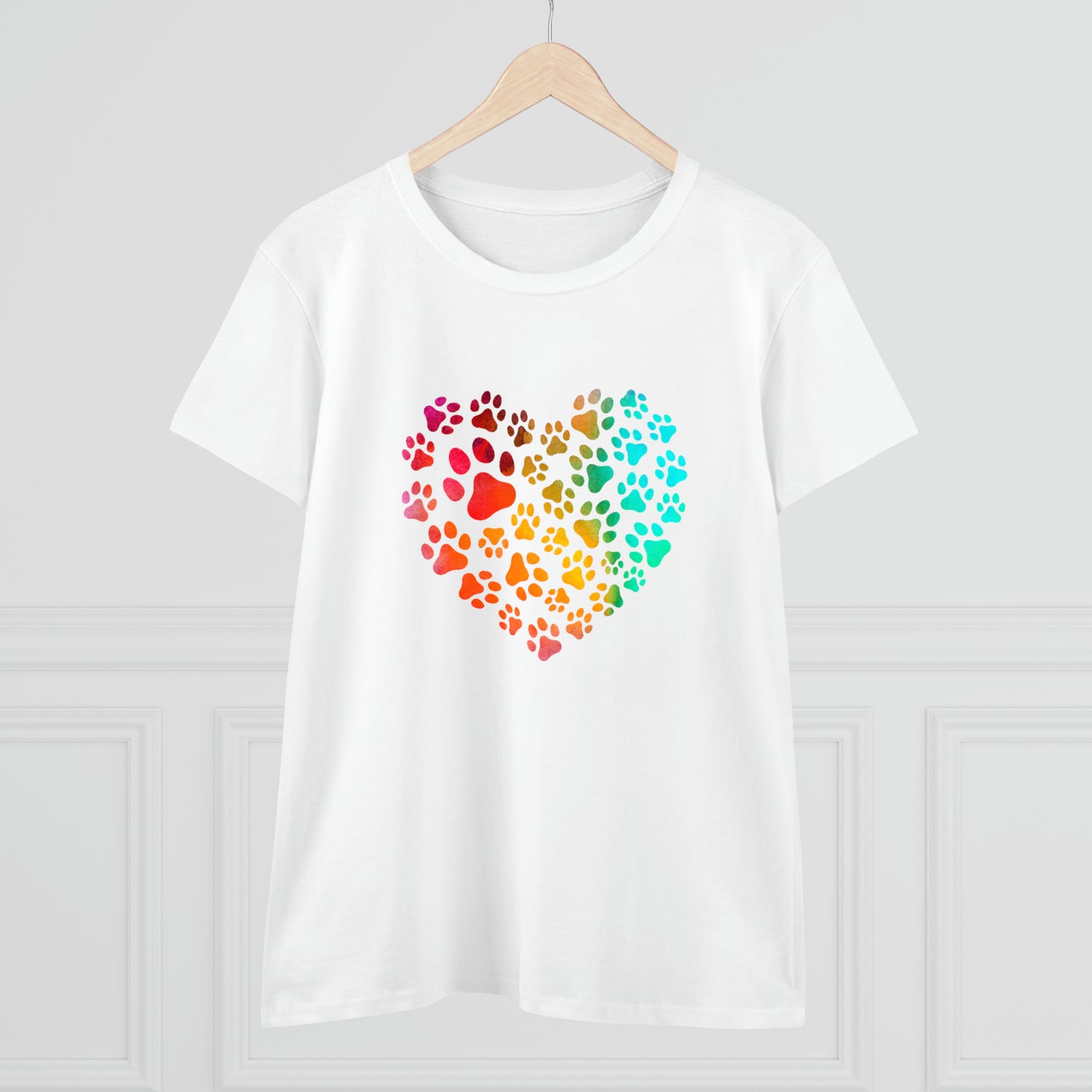 Art, Colorful, Love, Dog Paw- Adult, Semi-fitted, T-shirt
