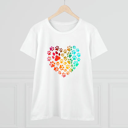 Art, Colorful, Love, Dog Paw- Adult, Semi-fitted, T-shirt