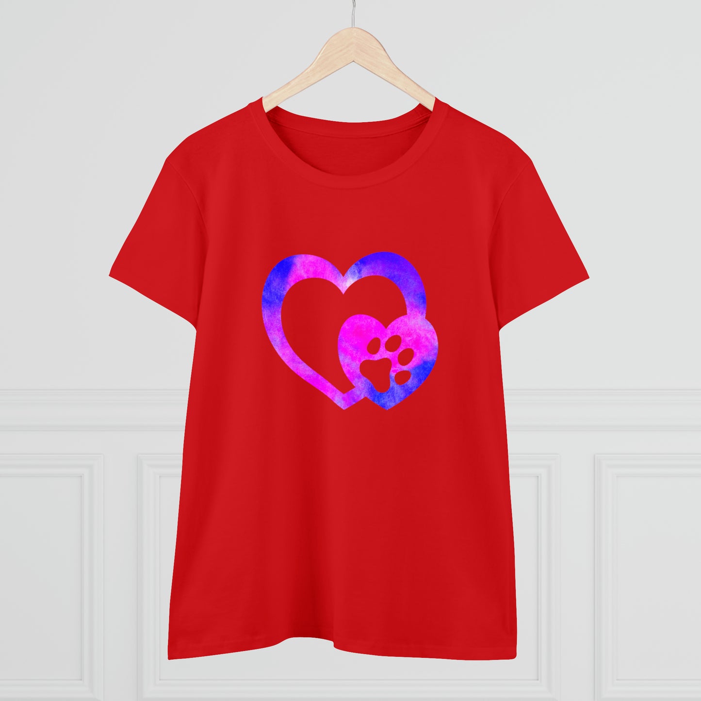 Art, Colorful, Love, Dog Paw- Adult, Semi-fitted, T-shirt