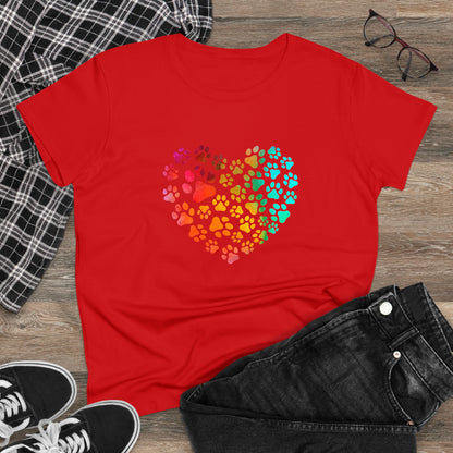 Art, Colorful, Love, Dog Paw- Adult, Semi-fitted, T-shirt