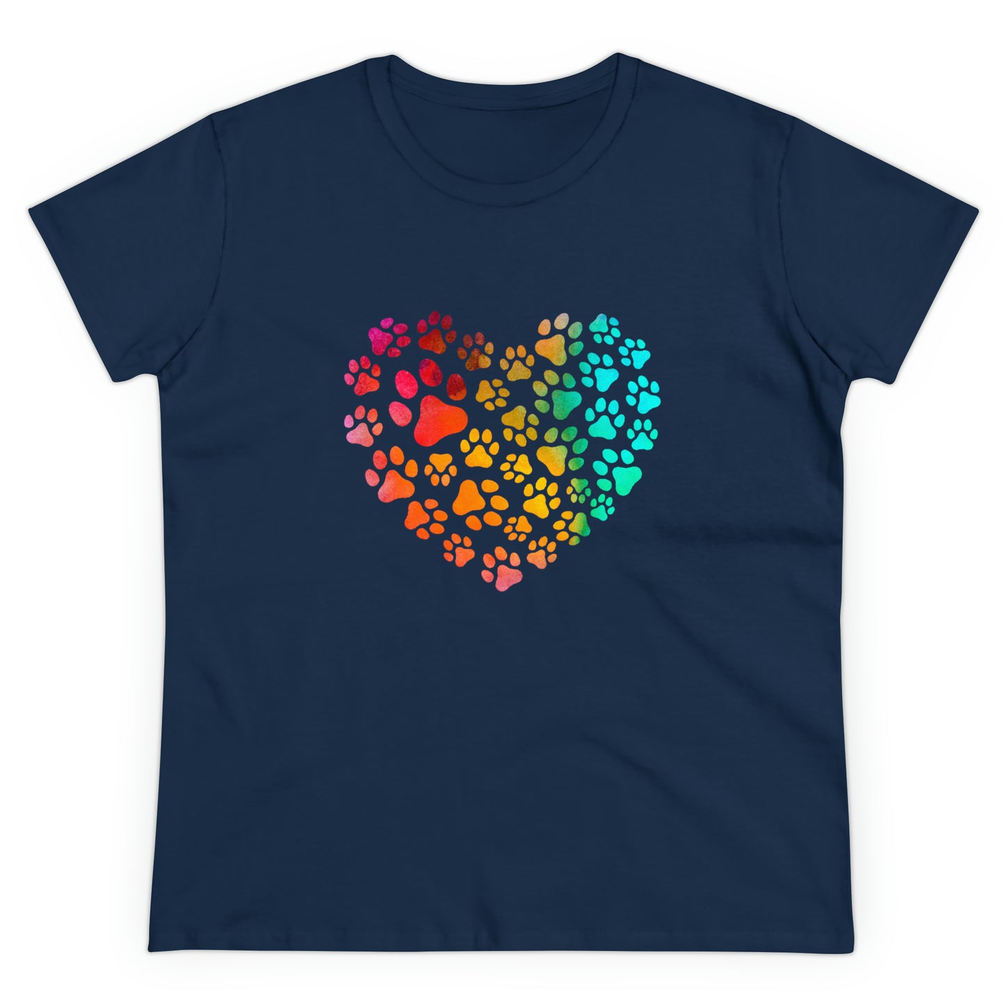 Art, Colorful, Love, Dog Paw- Adult, Semi-fitted, T-shirt