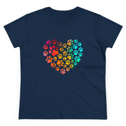 Art, Colorful, Love, Dog Paw- Adult, Semi-fitted, T-shirt