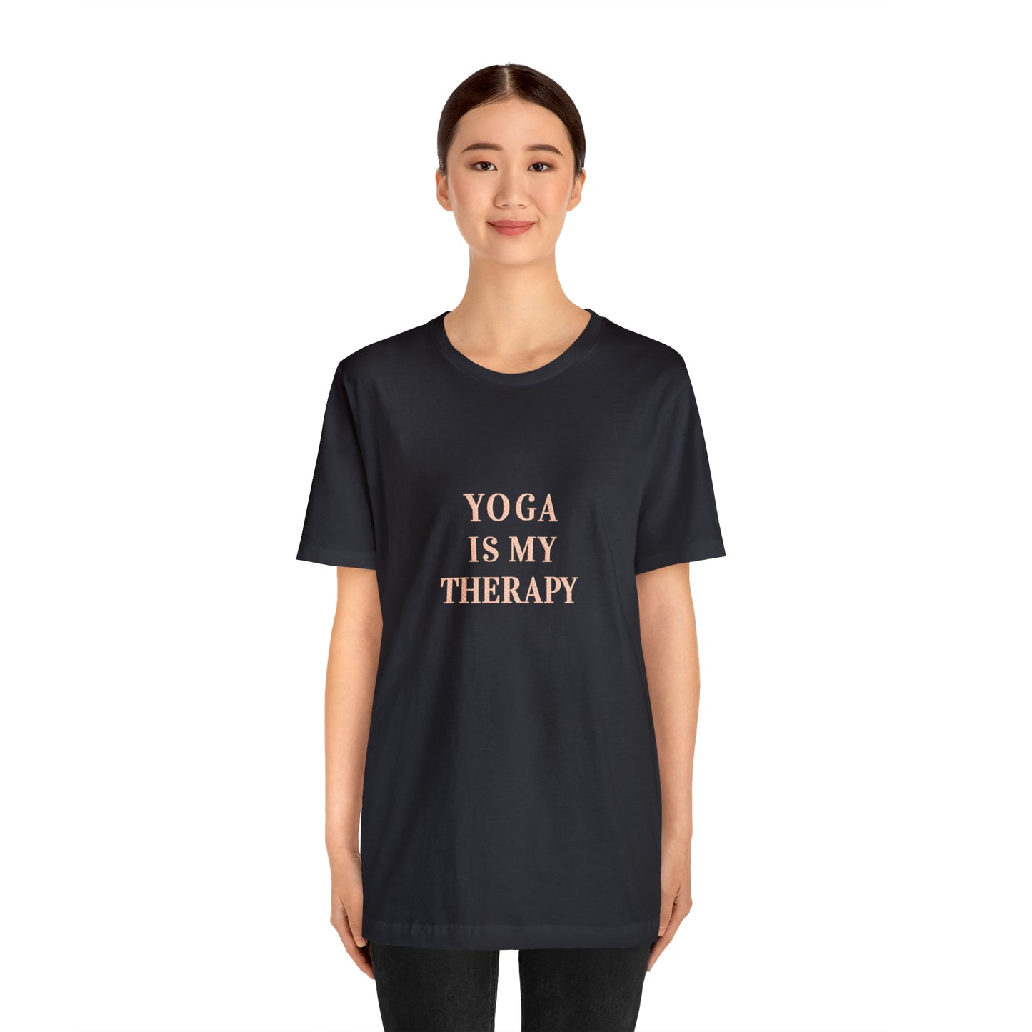 Yoga Is My Therapy- Adult, Regular Fit, Soft Cotton, Smaller Size Image, T-shirt