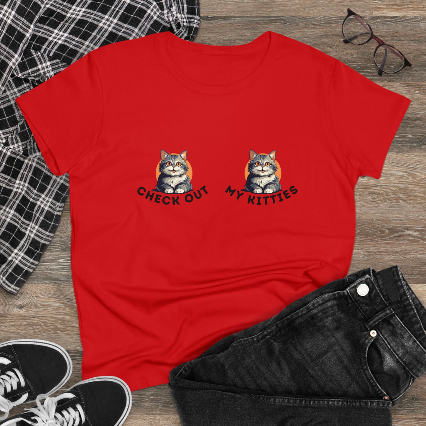 Kitty Cat T-Shirt / Check Out My Kitties Semi-Fitted Shirt / Unisex Jersey Short Sleeve Tee / Humorous Pet Clothes