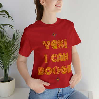 Dance, I Can Boogie, Retro Disco Dance, Words- Adult, Regular Fit, Soft Cotton, Full Size Image, T-shirt