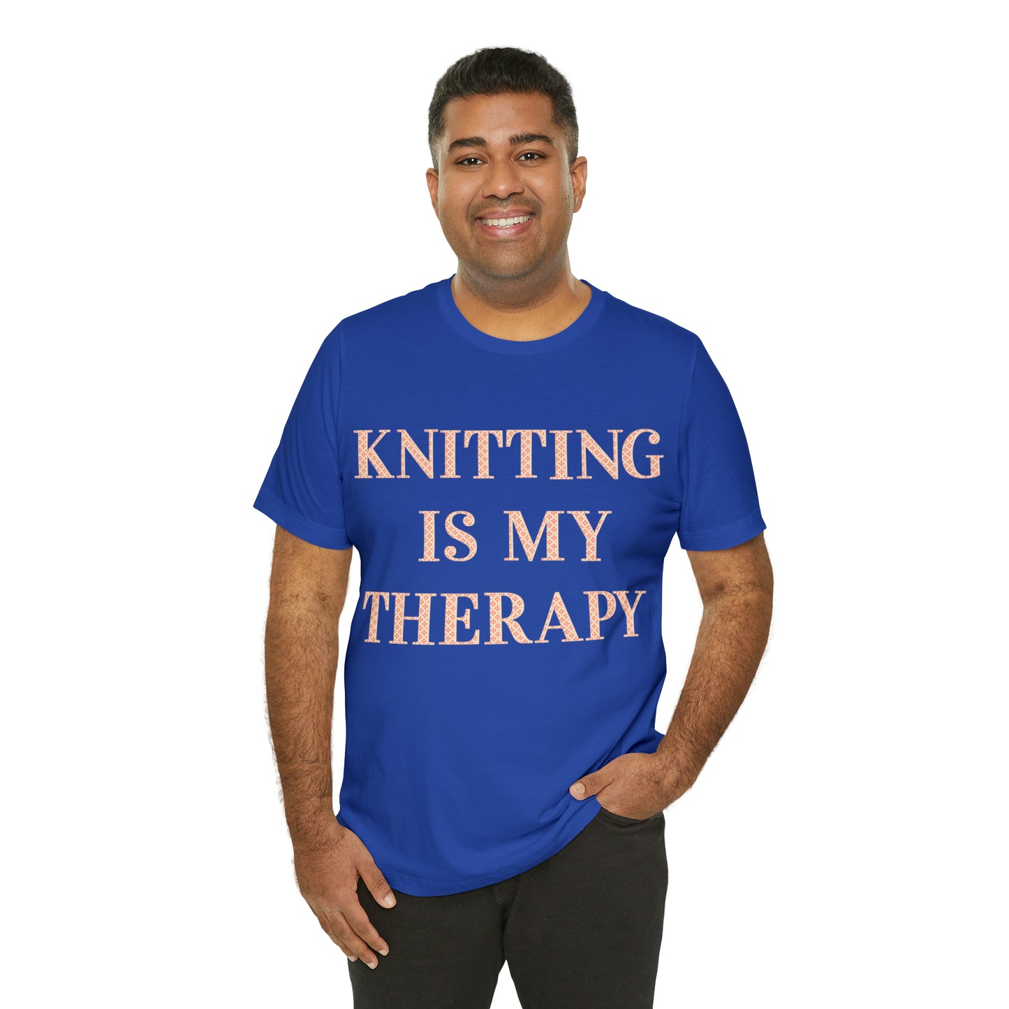 Knitting Is My Therapy- Adult, Regular Fit, Soft Cotton T-shirt