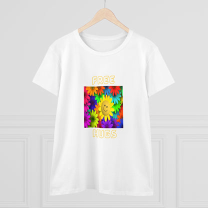 Positive, Art, Colorful, Nature, Flowers, Free Hugs- Adult, Semi-fitted, T-shirt