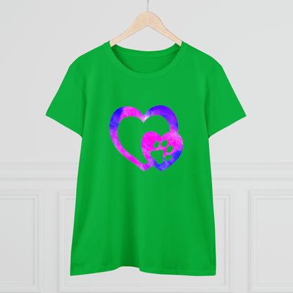 Art, Colorful, Love, Dog Paw- Adult, Semi-fitted, T-shirt