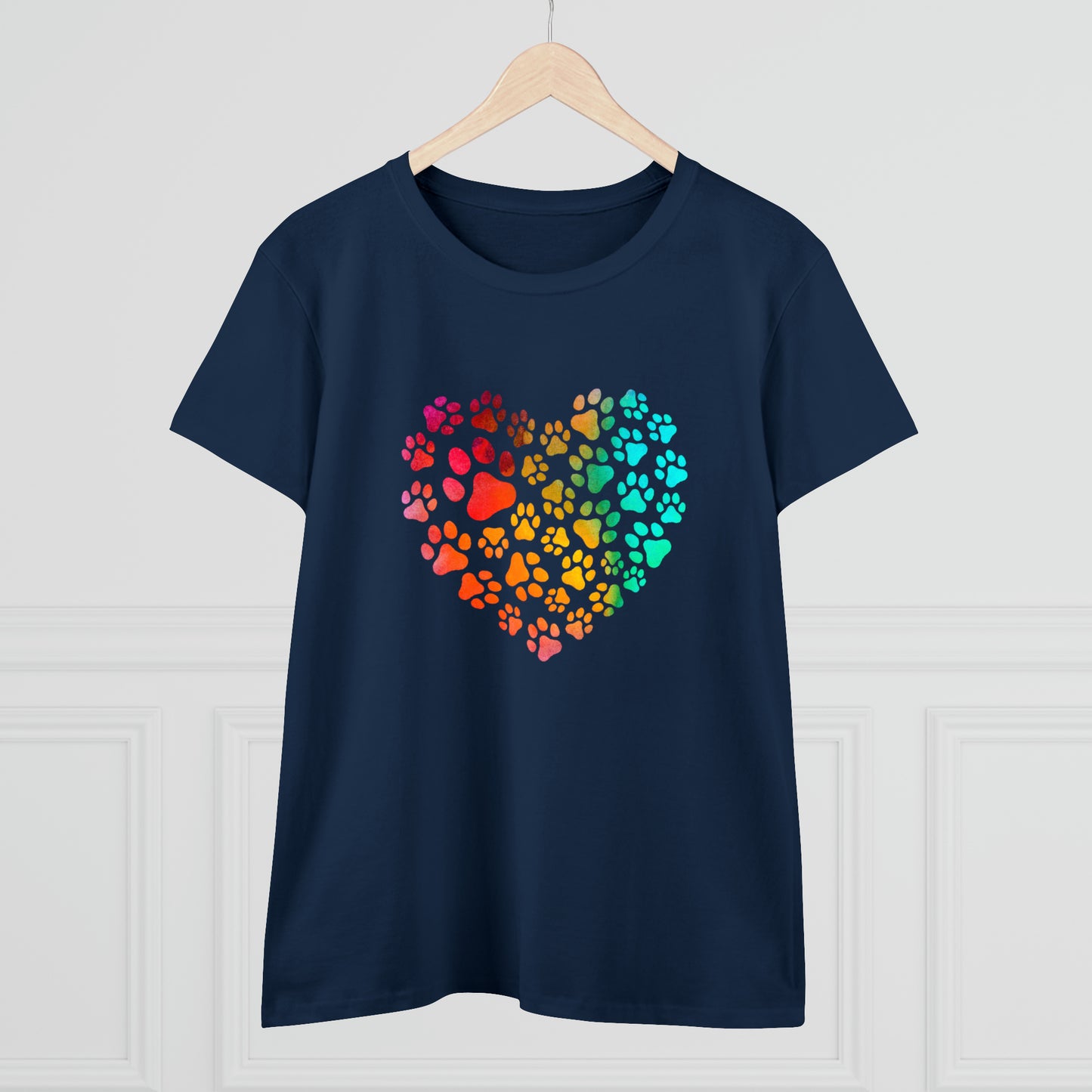 Art, Colorful, Love, Dog Paw- Adult, Semi-fitted, T-shirt