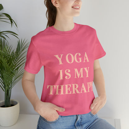 Yoga Is My Therapy- Adult, Regular Fit, Soft Cotton, Full Size Image, T-shirt