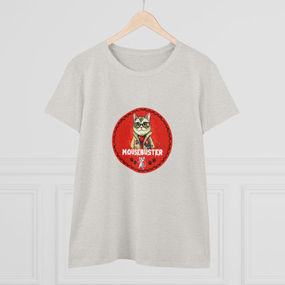 Animals, Cats, Mouse, Mousebuster, Funny, Holiday, Halloween- Adult, Semi-fitted, Smaller Size Image, T-shirt