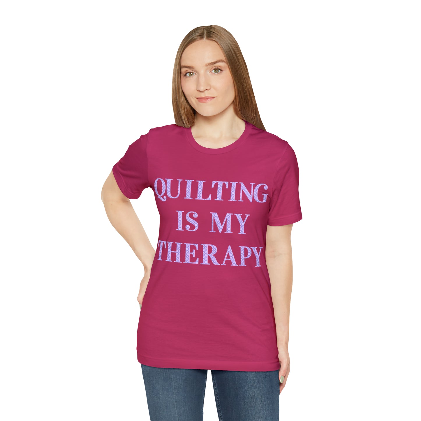 Quilting Is My Therapy- Adult, Regular Fit, Soft Cotton, Full Size Image, T-shirt
