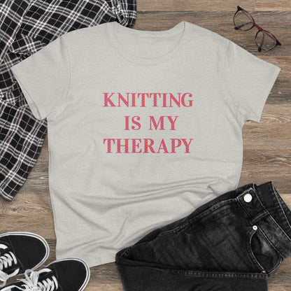 Knitting Is My Therapy- Adult, Semi-fitted T-shirt