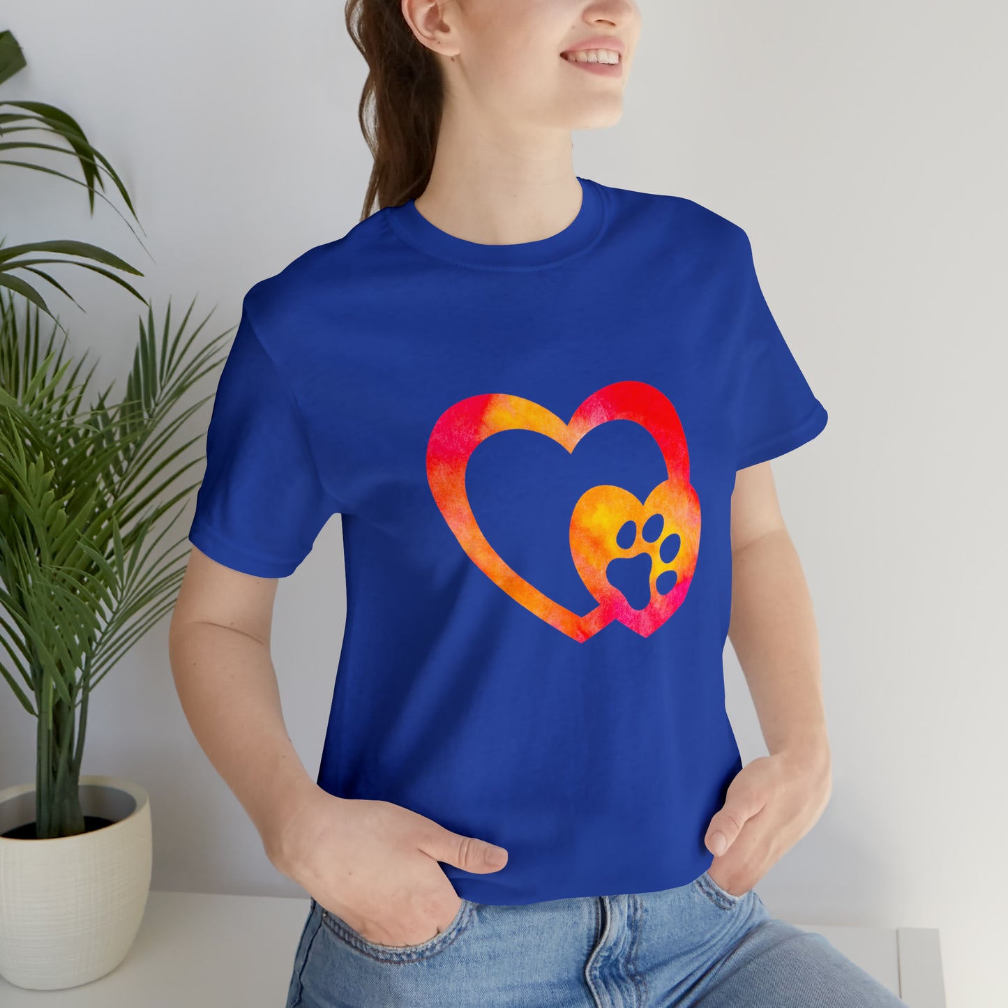 Art, Colorful, Love, Dog Paw- Adult, Regular Fit, Soft Cotton, T-shirt