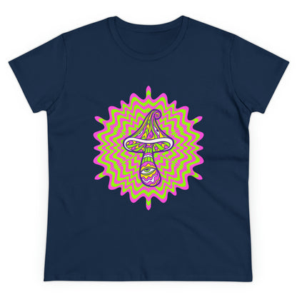 Colorful, Retro Mushrooms- Adult, Semi-fitted, Smaller Size Image, T-shirt