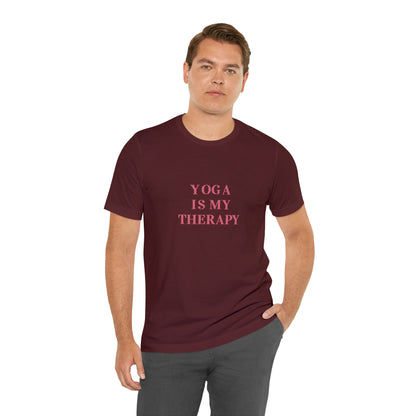 Yoga Is My Therapy- Adult, Regular Fit, Soft Cotton, Smaller Size Image, T-shirt
