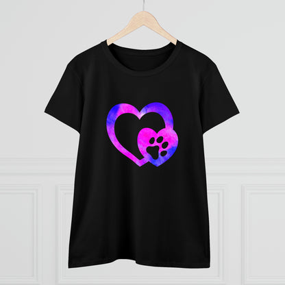 Art, Colorful, Love, Dog Paw- Adult, Semi-fitted, T-shirt