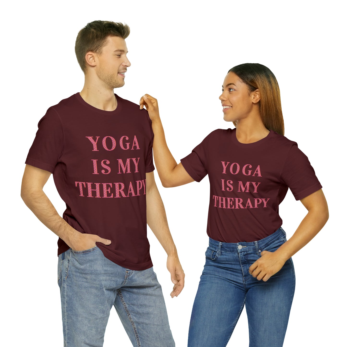 Yoga Is My Therapy- Adult, Regular Fit, Soft Cotton, Full Size Image, T-shirt