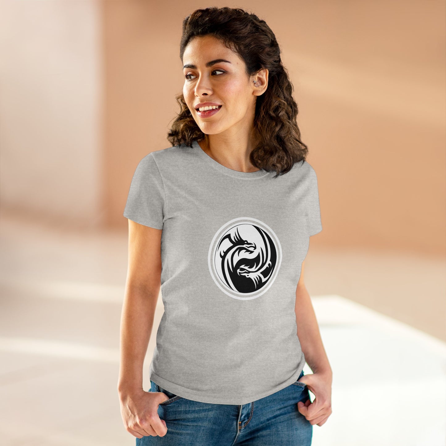 Symbol, Ying Yang, Dragon- Adult, Semi-fitted, Smaller Size Image, T-shirt