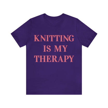 Knitting Is My Therapy- Adult, Regular Fit, Soft Cotton T-shirt