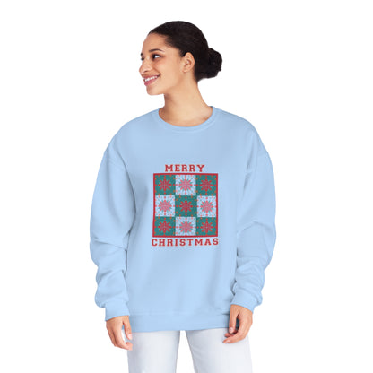 Merry Christmas Quilt Sweatshirt- Unisex NuBlend® Crewneck Sweatshirt