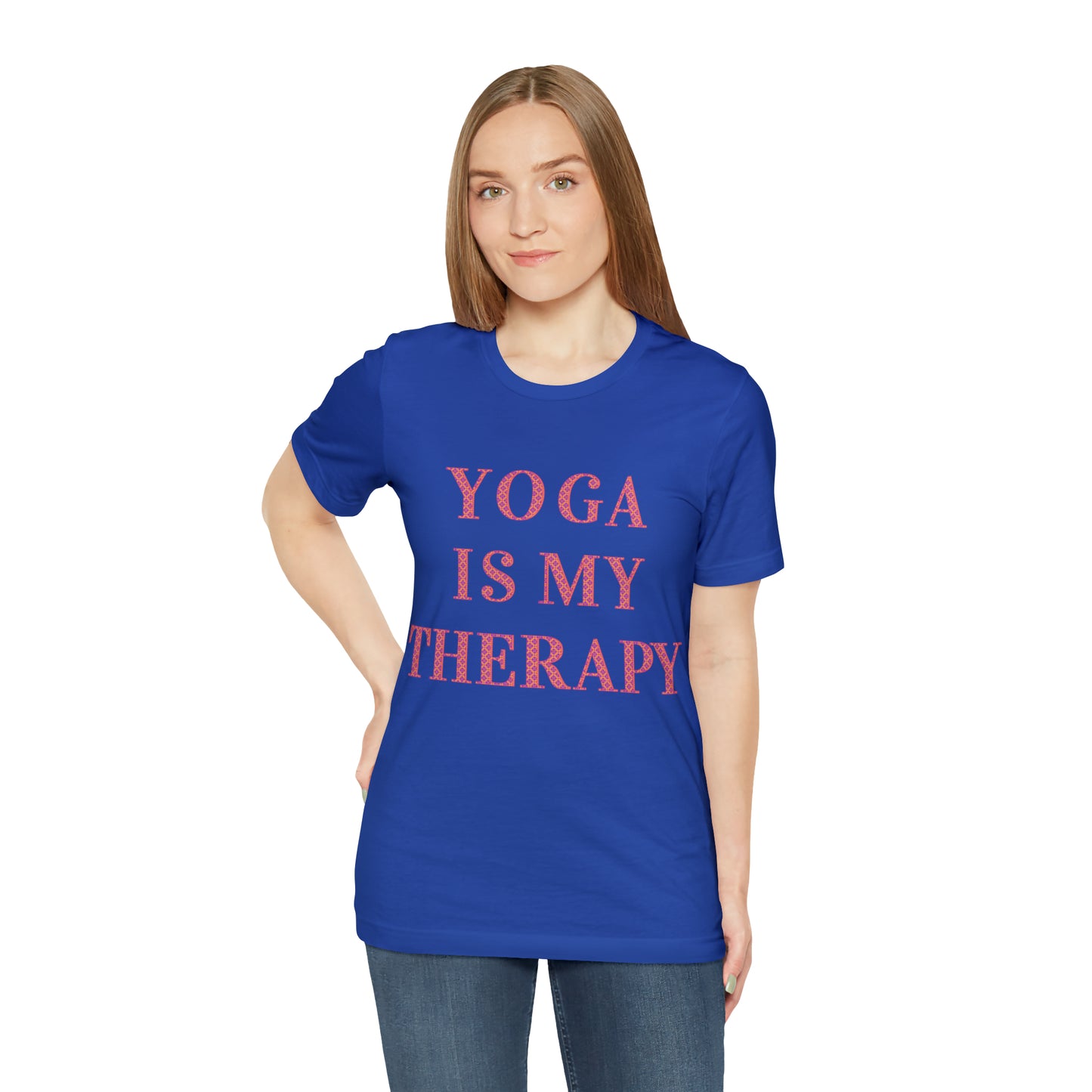 Yoga Is My Therapy- Adult, Regular Fit, Soft Cotton, Full Size Image, T-shirt