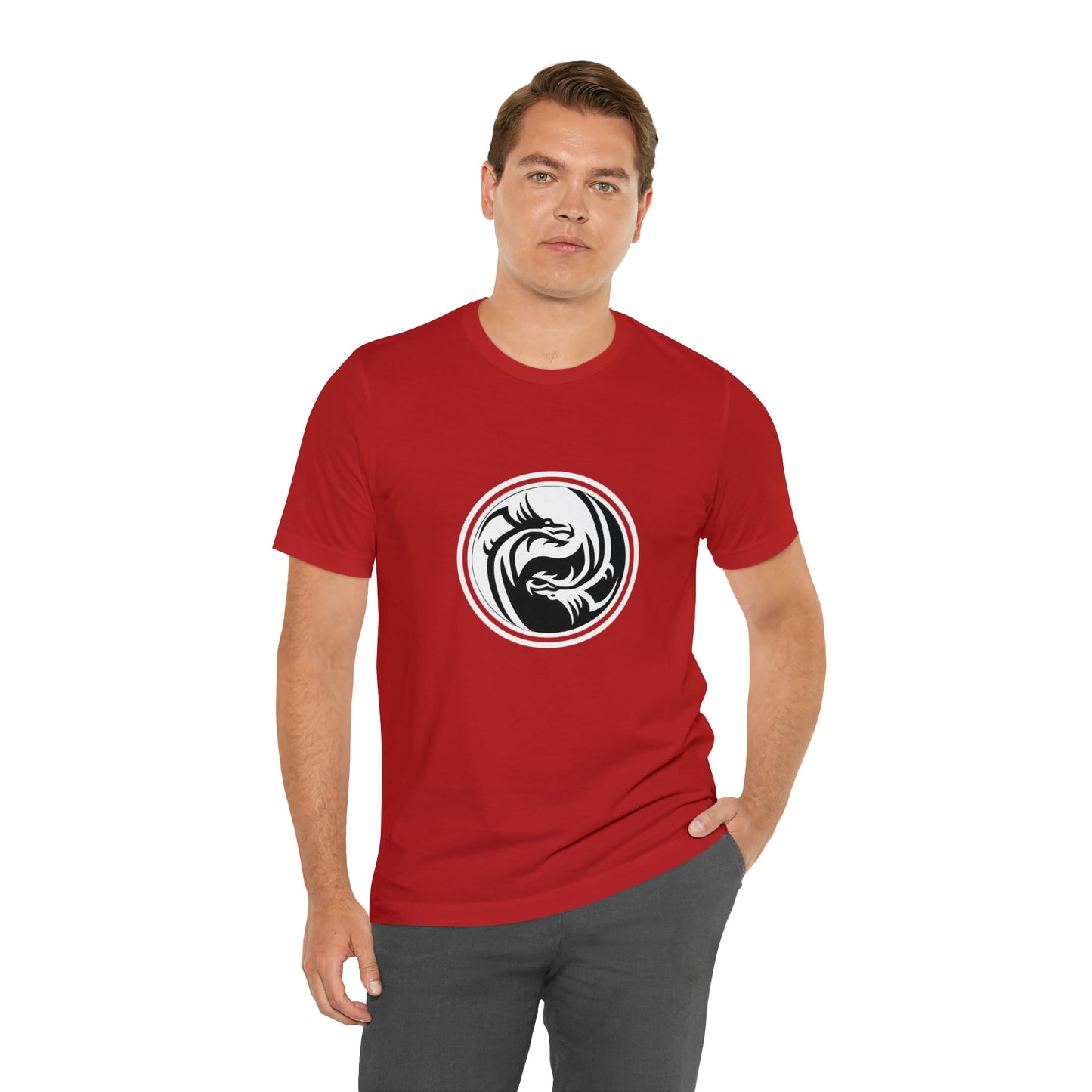 Symbol, Dragon, Ying Yang- Adult, Regular Fit, Soft Cotton, Smaller Size Image, T-shirt
