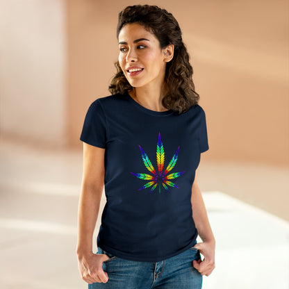 Art, Colorful Leaf, Nature- Adult, Semi-fitted T-shirt