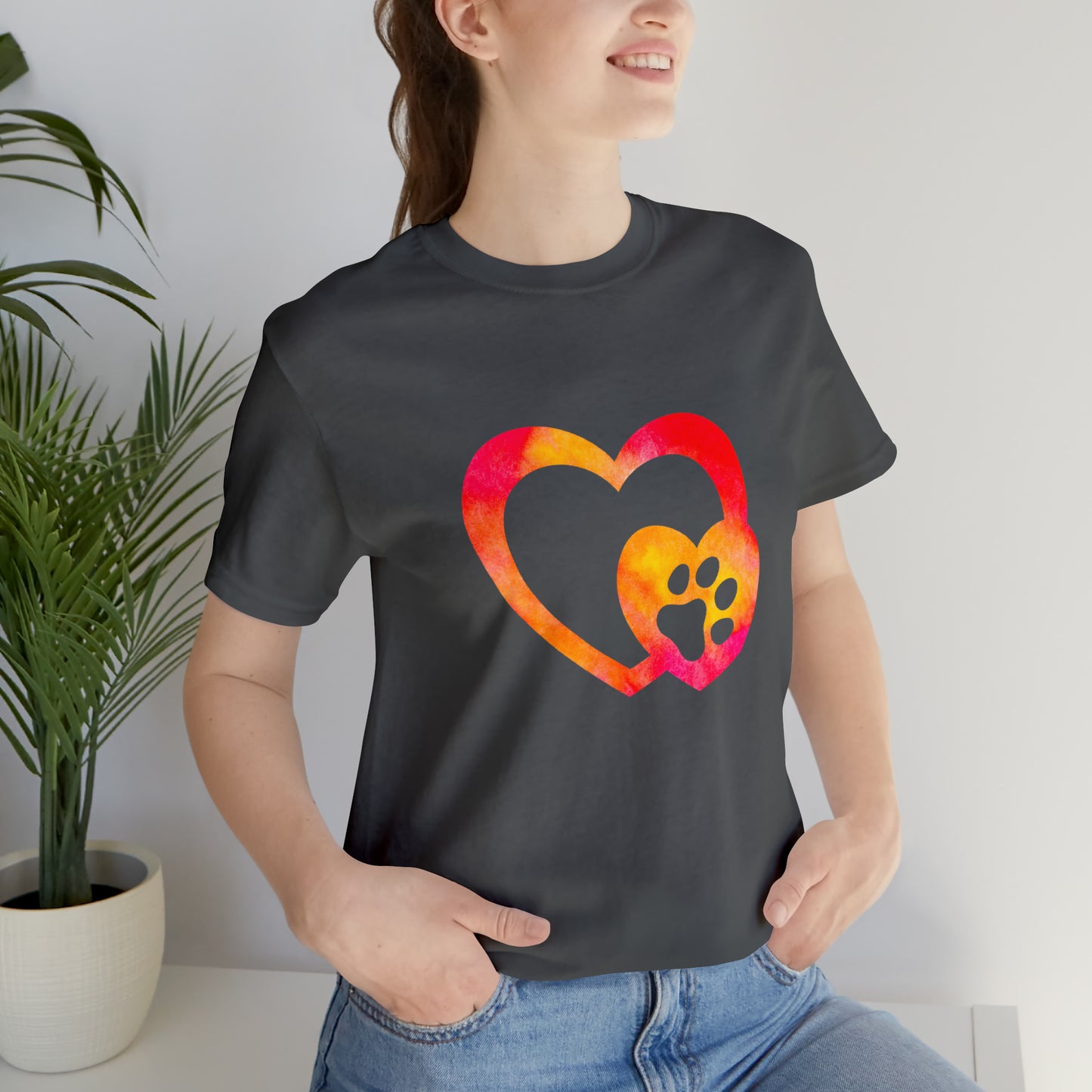Art, Colorful, Love, Dog Paw- Adult, Regular Fit, Soft Cotton, T-shirt
