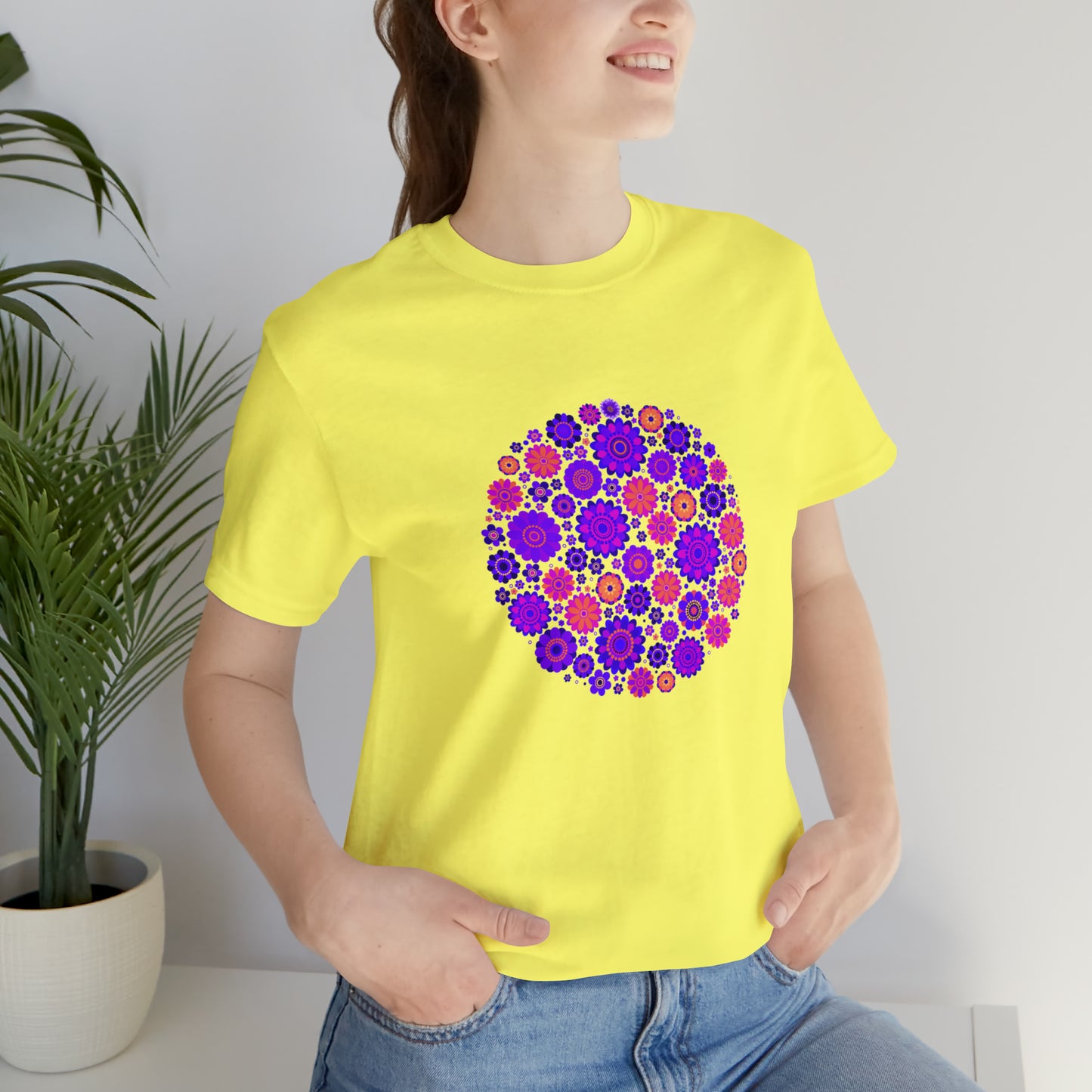 Colorful, Nature, Flowers- Adult, Regular Fit, Soft Cotton,  T-shirt