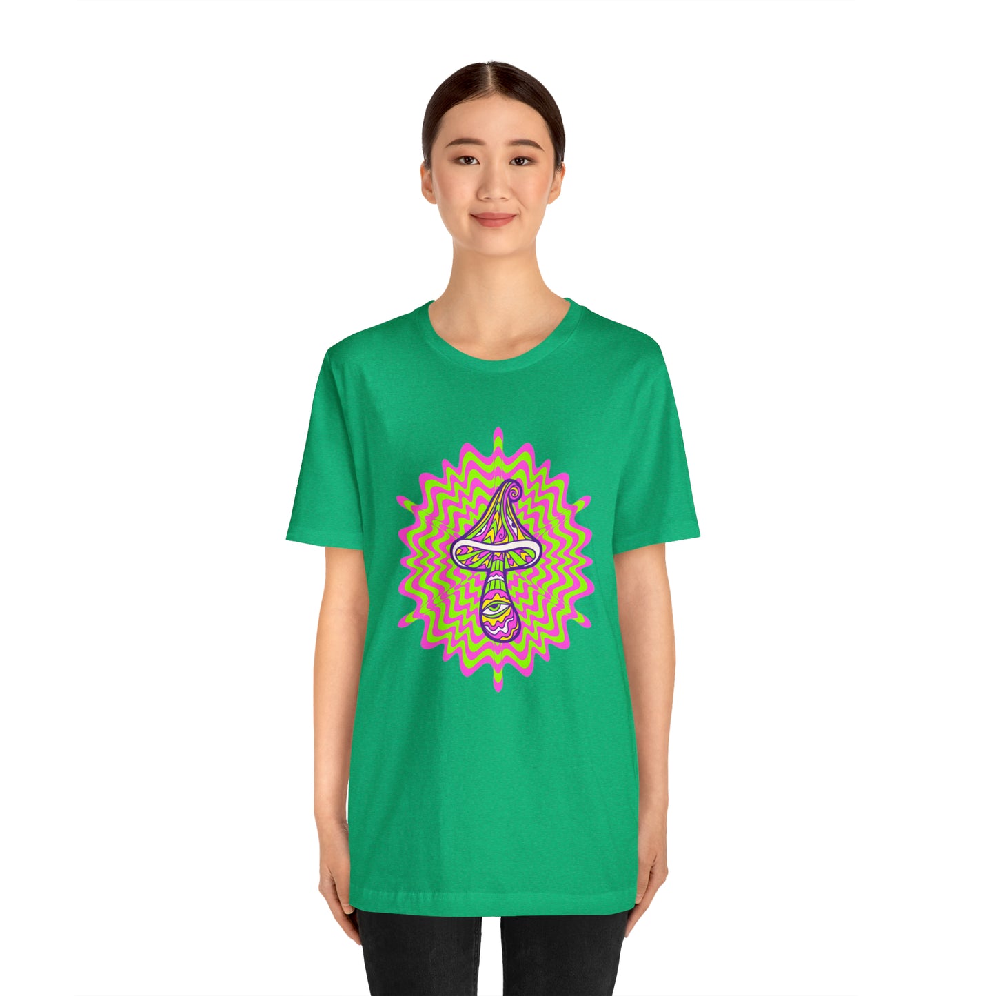 Colorful, Retro Mushrooms T-shirt- Adult, Regular Fit, Soft Cotton, T-shirt