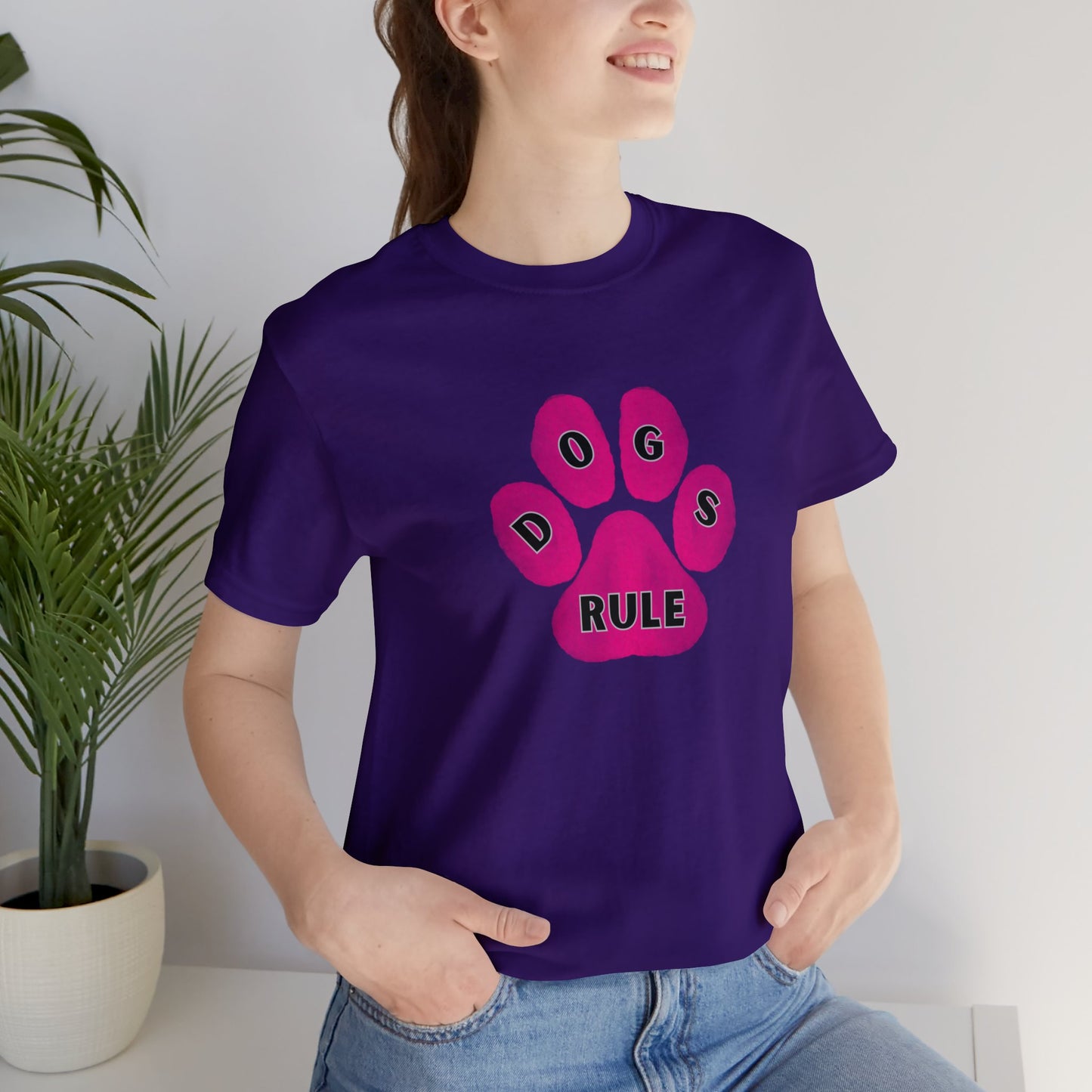 Art, Colorful, Dog Paw, Dogs Rule- Adult, Regular Fit, Soft Cotton, T-shirt