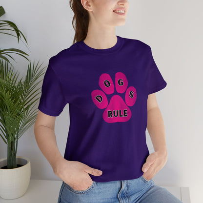 Art, Colorful, Dog Paw, Dogs Rule- Adult, Regular Fit, Soft Cotton, T-shirt