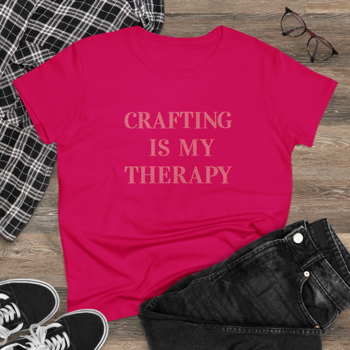 Crafting Is My Therapy- Adult, Semi-fitted, T-shirt