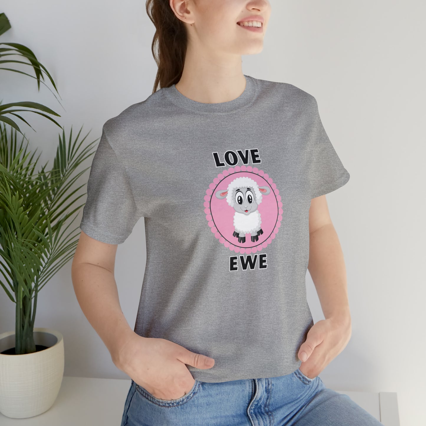 Sheep, Love Ewe, Animals- Adult, Regular Fit, Soft Cotton T-shirt