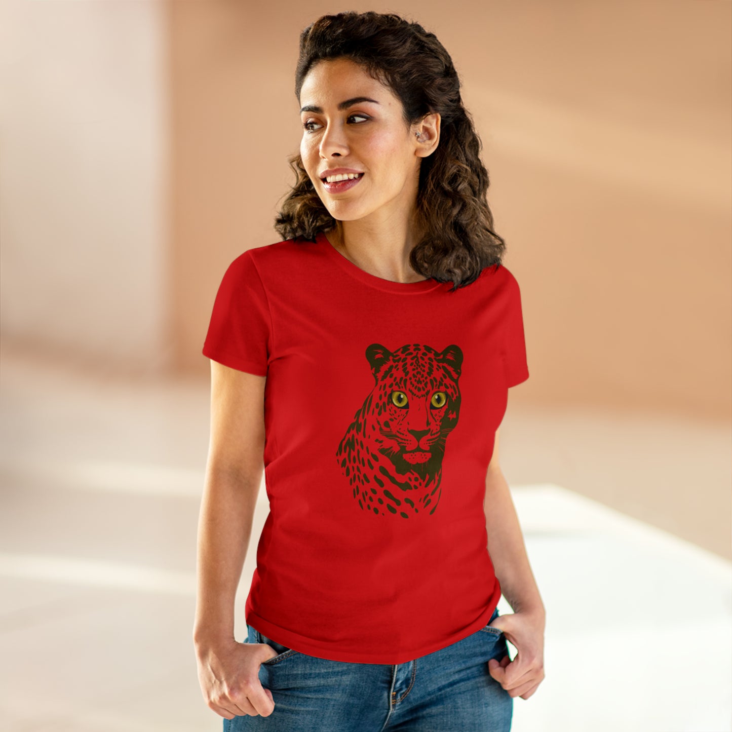 Animals, Big Cats, Leopard, Cheetah, Nature- Adult, Semi-fitted T-shirt