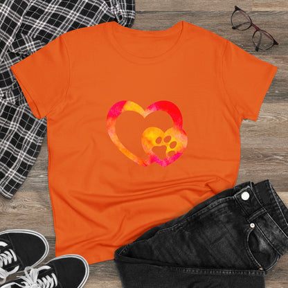 Art, Colorful, Love, Dog Paw- Adult, Semi-fitted, T-shirt