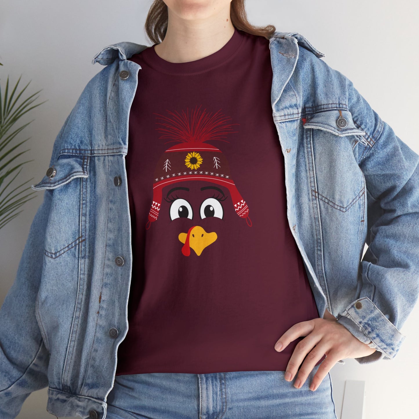 Thanksgiving Funny, Cute Turkey face T-shirt-Unisex Heavy Cotton Tee