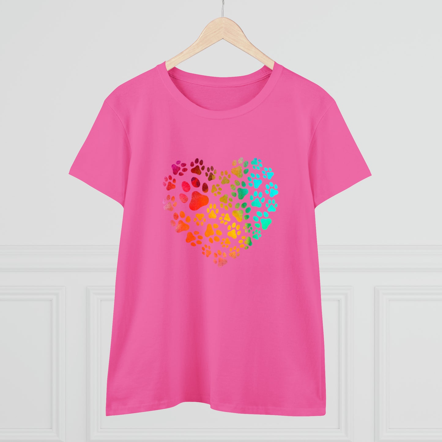 Art, Colorful, Love, Dog Paw- Adult, Semi-fitted, T-shirt