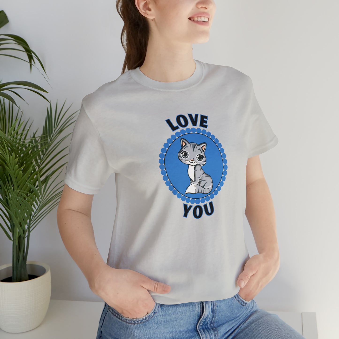 Cat, Love You, Animals- Adult, Regular Fit, Soft Cotton, T-shirt