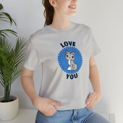 Cat, Love You, Animals- Adult, Regular Fit, Soft Cotton, T-shirt