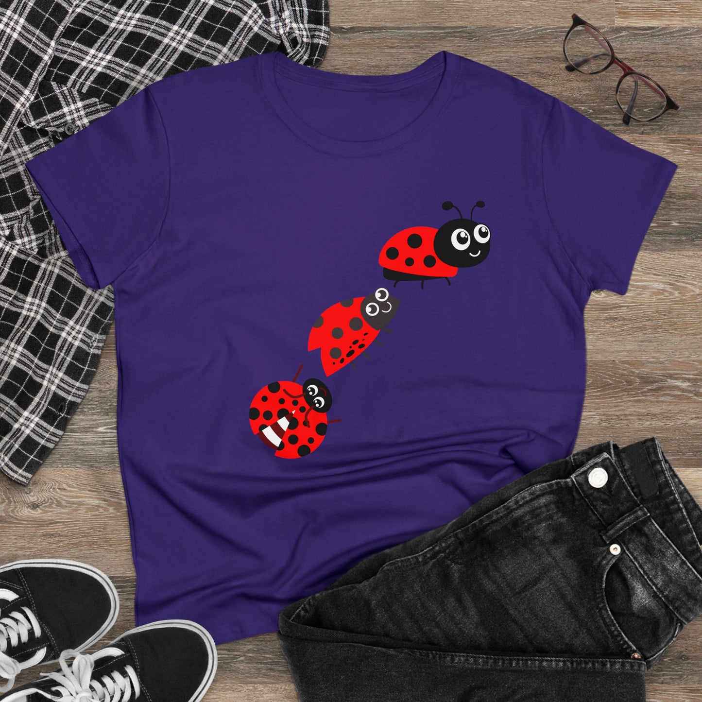 Ladybug Flower, Plants, Garden- Adult, Semi-fitted, T-shirt