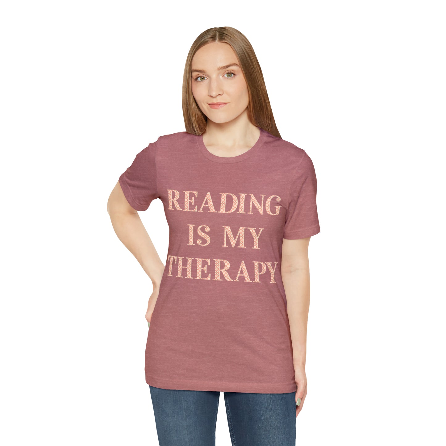Reading Is My Therapy- Adult, Regular Fit, Soft Cotton, Full Size Image T-Shirt