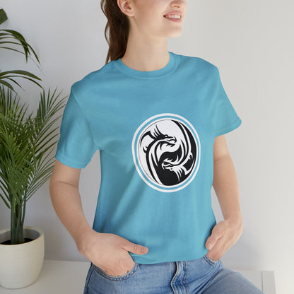 Symbol, Dragon, Ying Yang- Adult, Regular Fit, Soft Cotton, Smaller Size Image, T-shirt