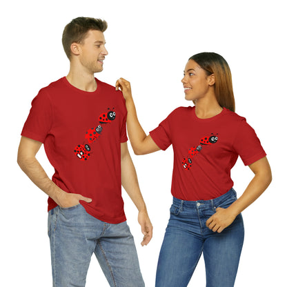 Ladybug Crossing Bug, Flowers, Plants- Adult, Regular Fit, Soft Cotton, T-shirt